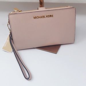Michael Kors double zip wristlet wallet ballet